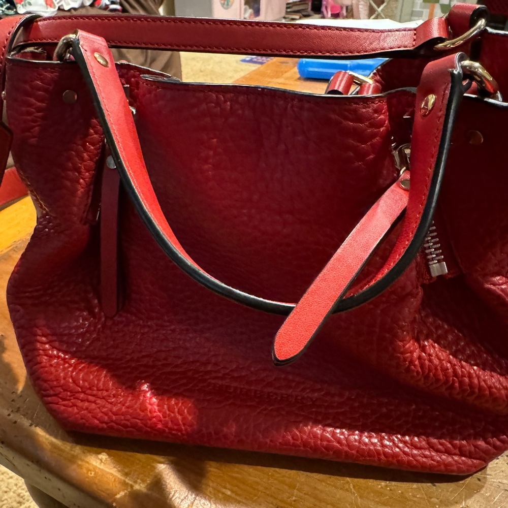 Beautiful barely used pebble leather red Burberry purse